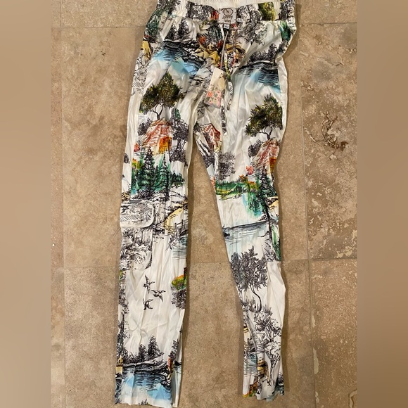 Johnny Was BIYA Women's Green Tiffany Pines Silk-Blend Pant - Picture 3 of 3